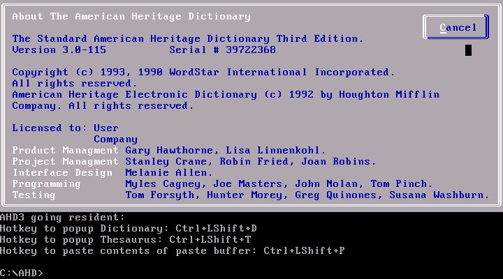 American Heritage Electronic Dictionary 3.0 - Splash
